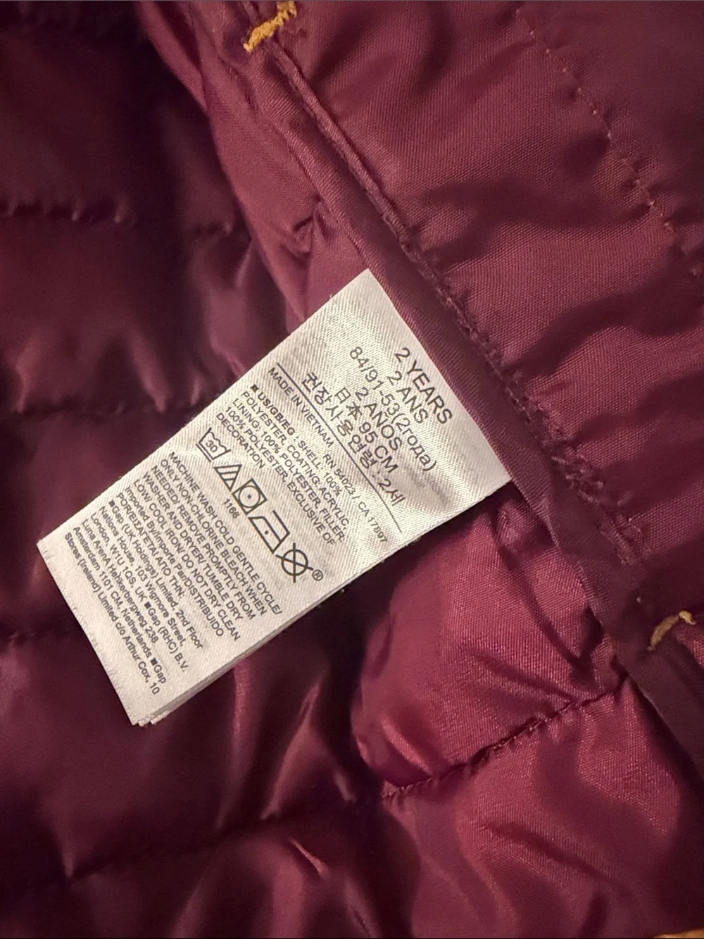 GAP Mustard Star-Print Puffer Jacket with Hood